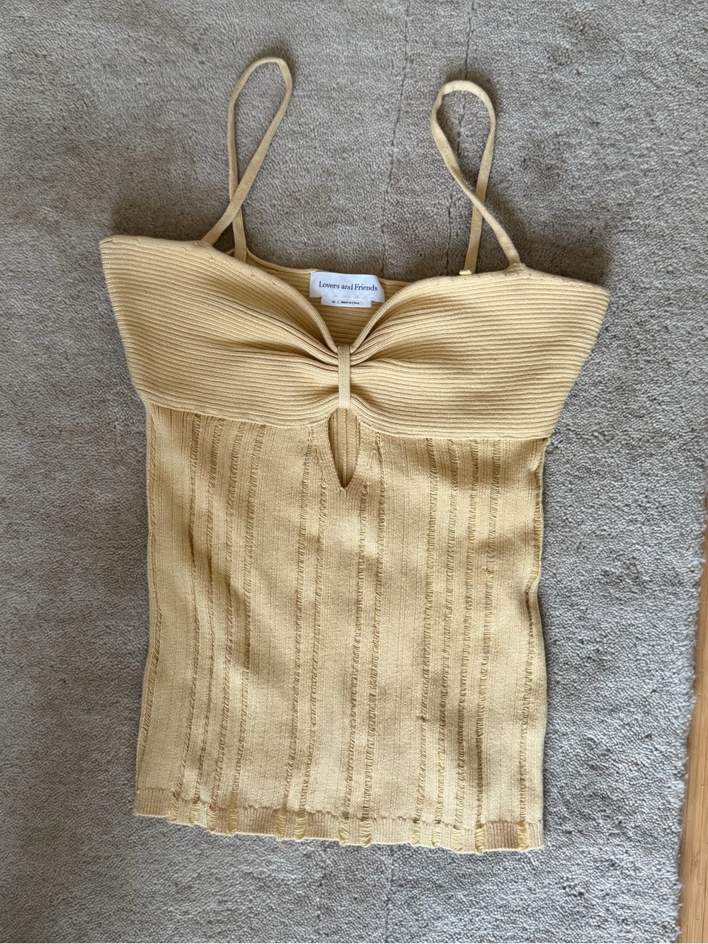 Lovers and FriendsYellow Knit Spaghetti Strap Tank Top